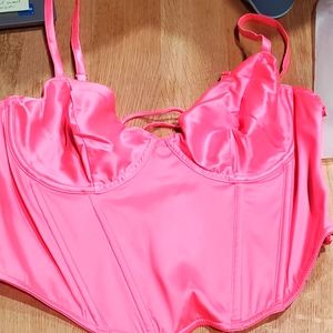 After glow lace up corset hot pink